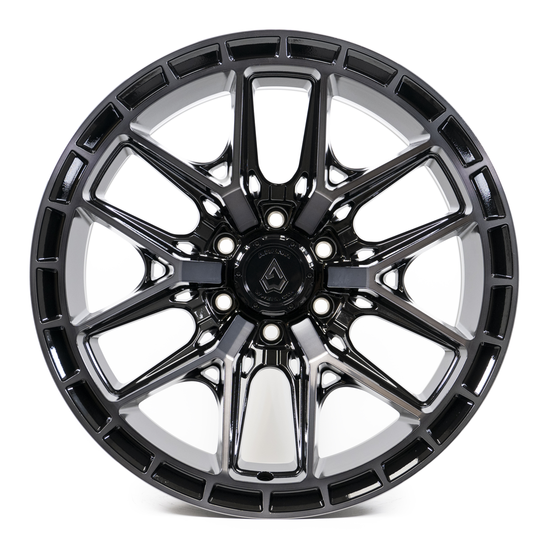 Arena Wheels A114 Battle 17X9 6X139.7 -12MM GLOSSY BLACK MACHINED DDT FACE AND LIP