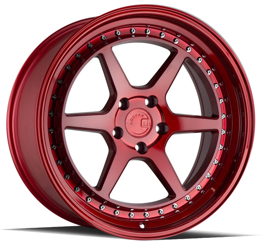 Aodhan DS09 18x9.5 5x4.5 22MM CANDY RED CHROME RIVETS