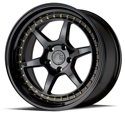Aodhan DS09 18X9.5 5x4.5 22 73.1 GL-BLK GOLD RIVETS