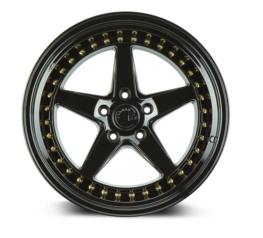 Aodhan DS05 18X9.5 5X4.5 ET22 GLOSS BLK GLD RIVETS