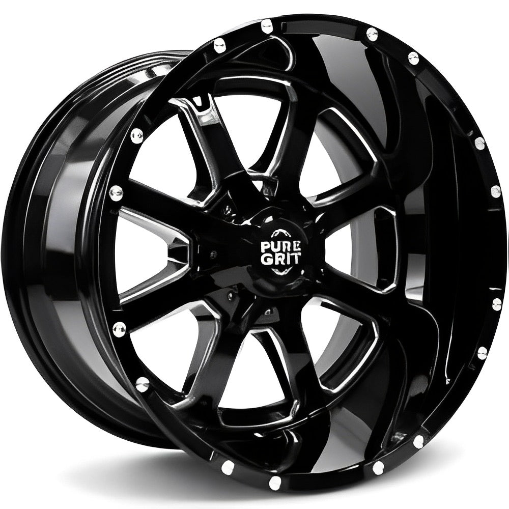 Pure Grit Grit PG101 22X10 8X170 -24 GL-BLK MILLED