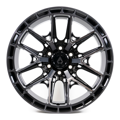 Arena Wheels A114 Battle 17X9 6X139.7 -12MM GLOSSY BLACK MACHINED DDT FACE AND LIP