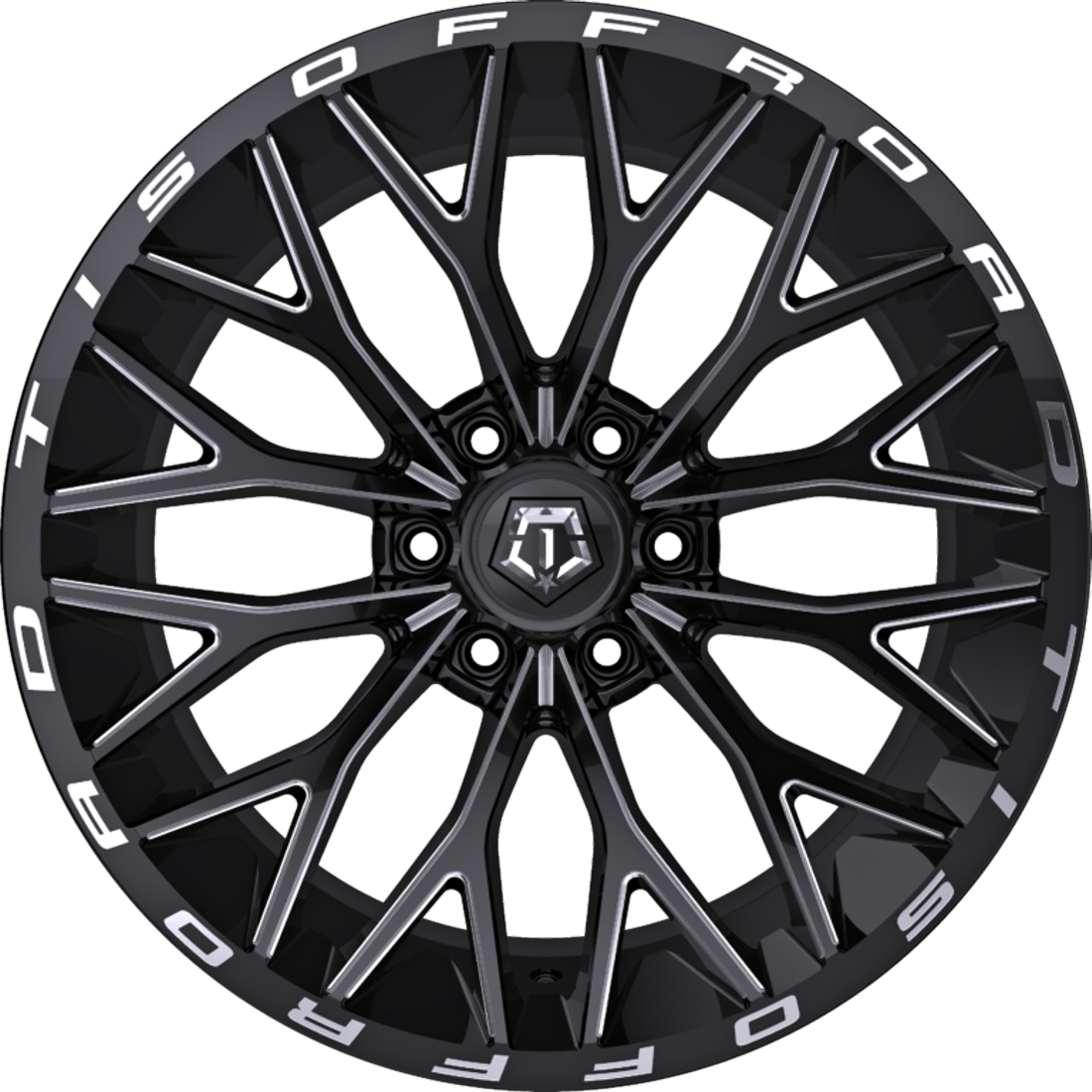 TIS 566BM 20X12 6X139.7 –44 106 Gloss Black with Milled