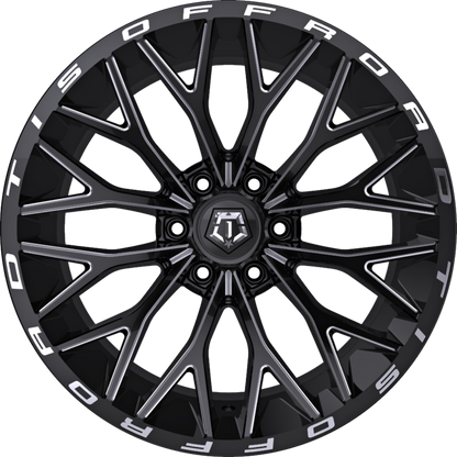 TIS 566BM 20X12 6X139.7 –44 106 Gloss Black with Milled