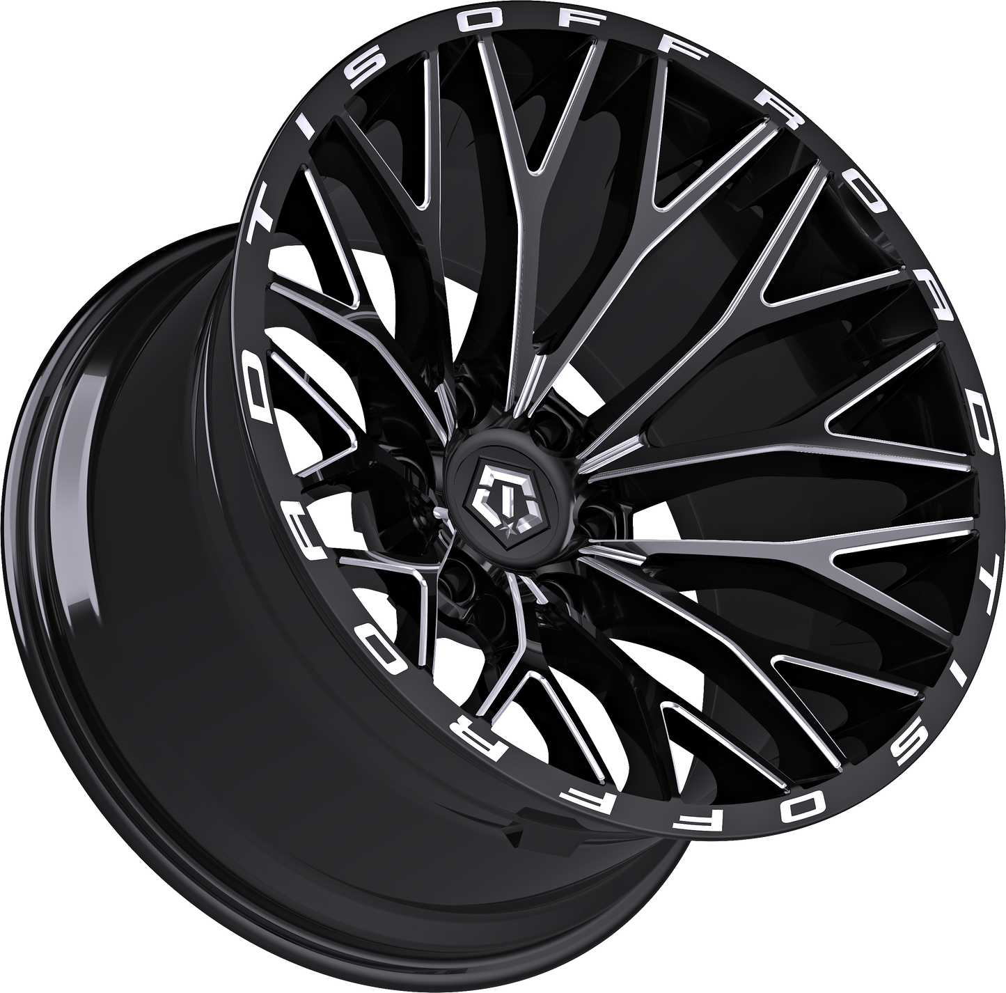 TIS 566BM 20X12 6X139.7 –44 106 Gloss Black with Milled
