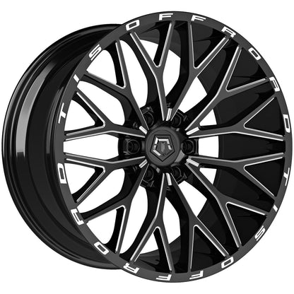 TIS 566BM 20X12 6X139.7 –44 106 Gloss Black with Milled
