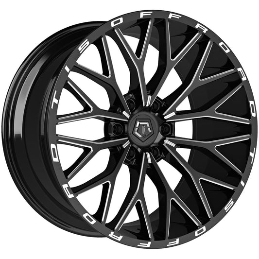 TIS 566BM 20X12 6X139.7 –44 106 Gloss Black with Milled