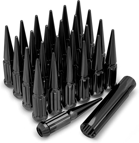 Coyote 12x1.5 BLACK SPIKE SPLINE LUG NUTS EXTENDED THREAD