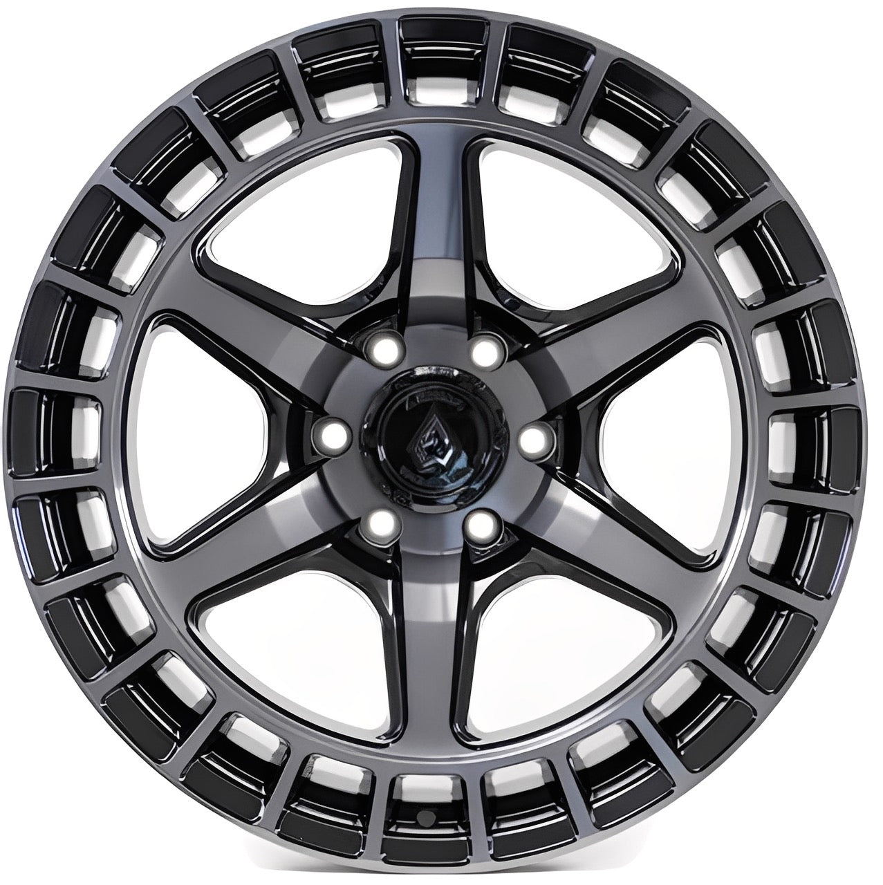 A107 Torque 17X9 6X139.7 -12MM GL BLK MACHINED DDT FACE AND LIP