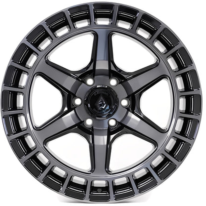 A107 Torque 17X9 6X139.7 -12MM GL BLK MACHINED DDT FACE AND LIP