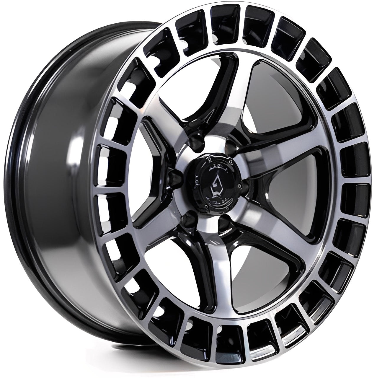A107 Torque 17X9 6X139.7 -12MM GL BLK MACHINED DDT FACE AND LIP