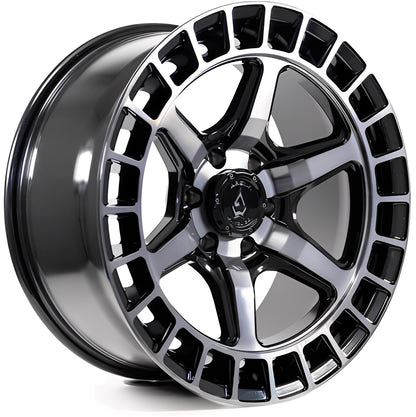 A107 Torque 17X9 6X139.7 -12MM GL BLK MACHINED DDT FACE AND LIP