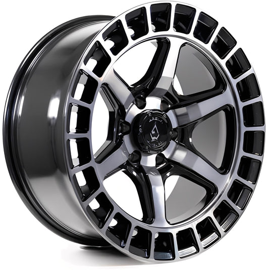 A107 Torque 17X9 6X139.7 -12MM GL BLK MACHINED DDT FACE AND LIP