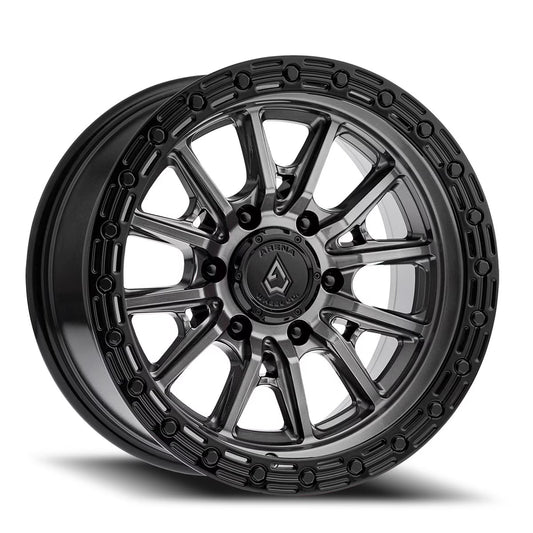 Arena Wheels A106 Trek 6 17X9 6X139.7 -12MM GL-GUN METAL CENTER GL-BLACK LIP