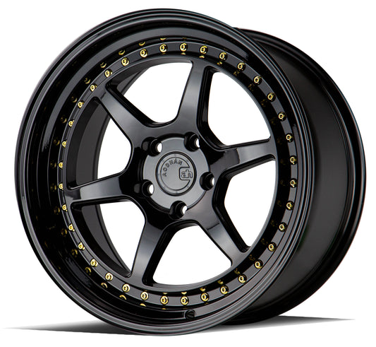 Aodhan DS09 18X9.5 22 73.1 GL-BLK GOLD RIVETS