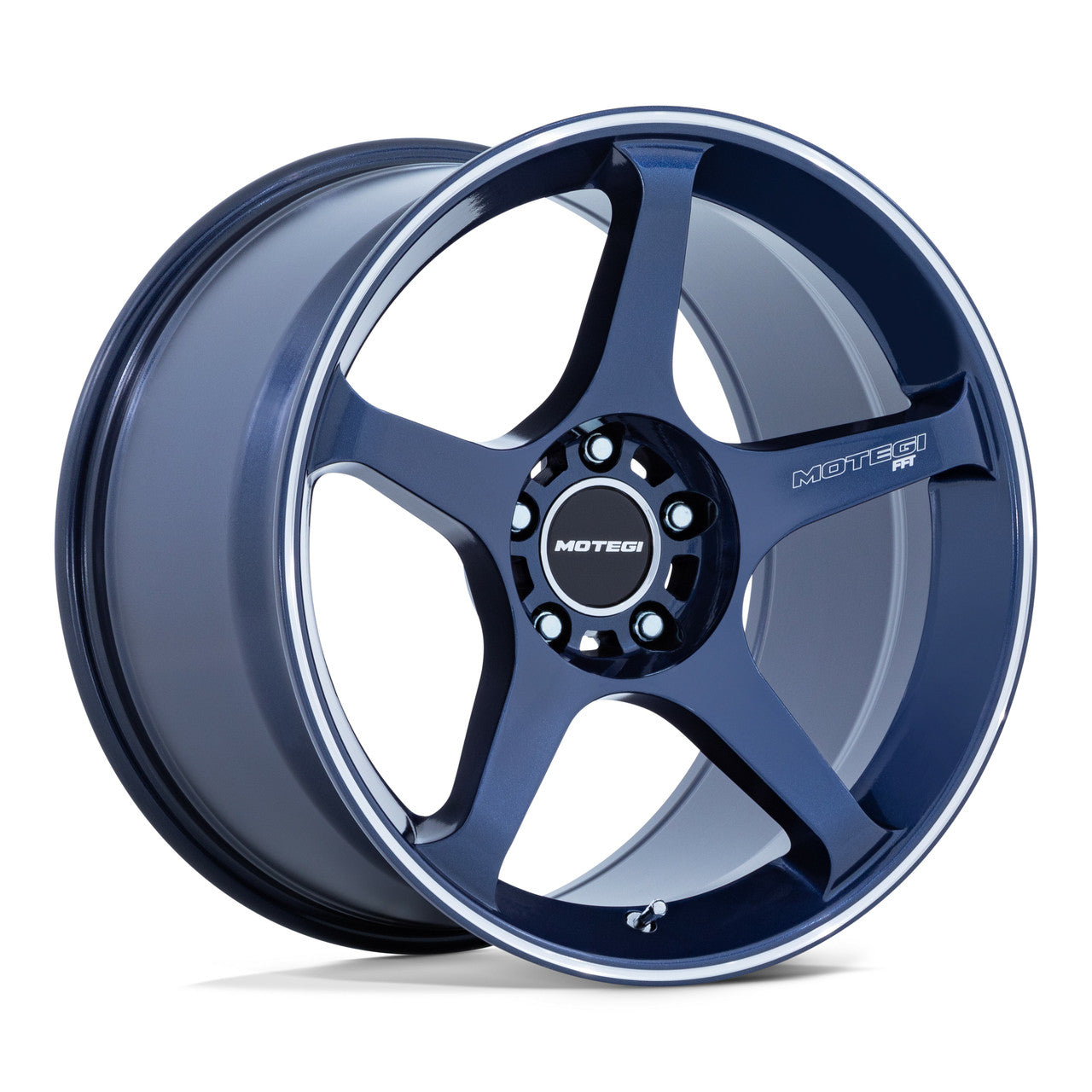 Motegi Battle V 18X9.5 5X4.5 72 +25 BLUE MACHINED LIP
