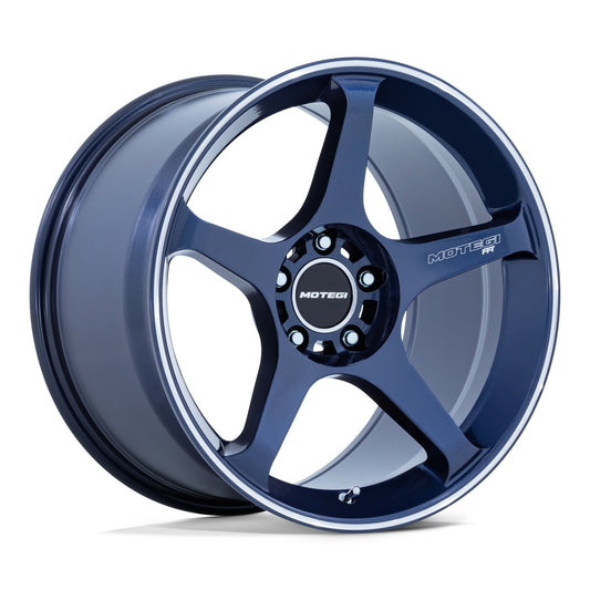 Motegi Battle V 18X9.5 5X4.5 72 +25 BLUE MACHINED LIP