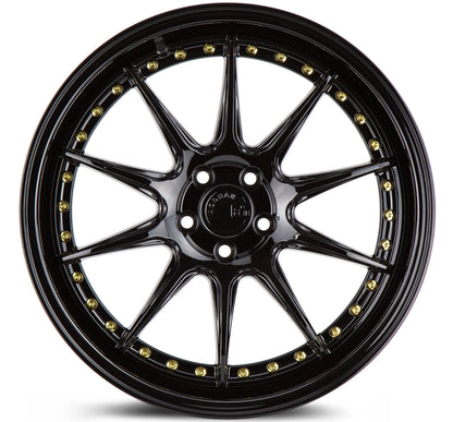 Aodhan DS07 18X9.5 5X114.3 +22  GL-BLK GOLD RIVETS
