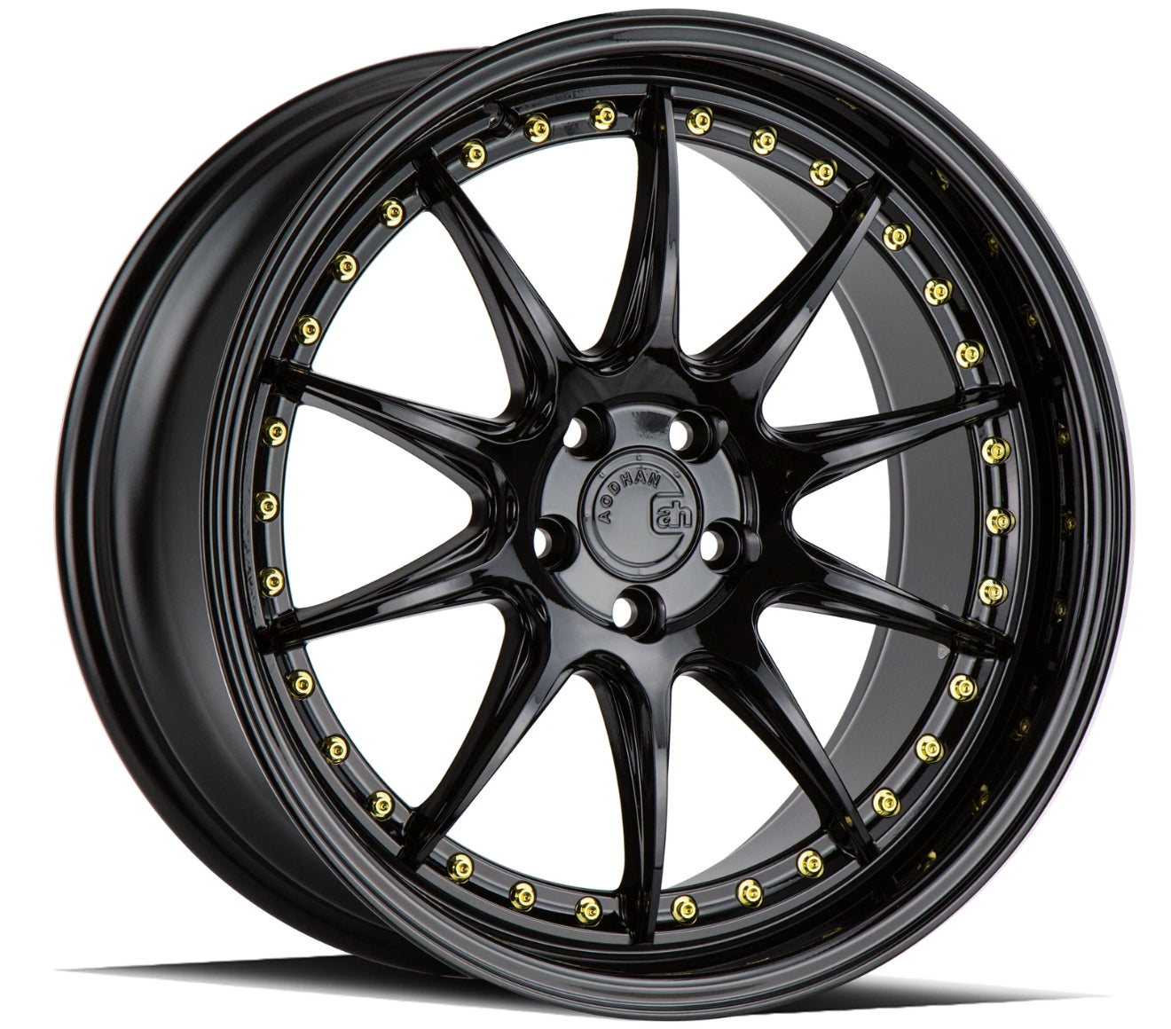 Aodhan DS07 18X9.5 5X114.3 +22  GL-BLK GOLD RIVETS