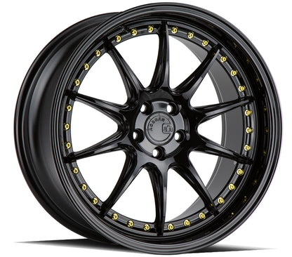 Aodhan DS07 18X9.5 5X114.3 +22  GL-BLK GOLD RIVETS