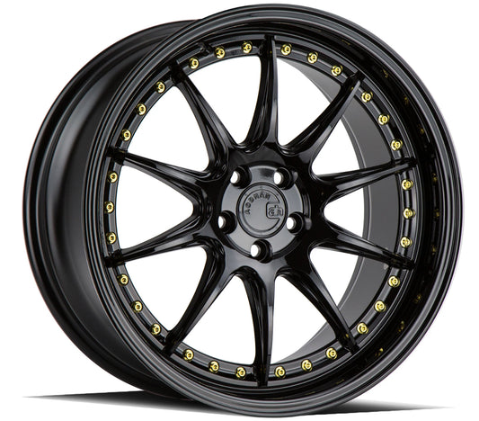Aodhan DS07 18X9.5 5X114.3 +22  GL-BLK GOLD RIVETS