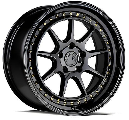 Aodhan DS-X 18X9.5 5X114.3 +22 GL-BLK GOLD RIVETS