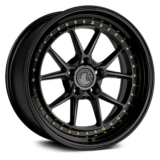 Aodhan DS08 18X9.5 5X114.3 +30 GL-BLK GOLD RIVETS