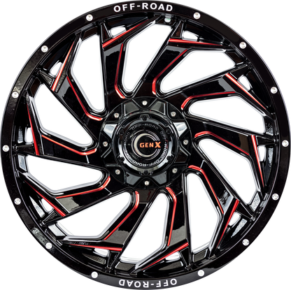 GEN-X Off-Road GX226 22X12 5X139.7/150 110.3 -44 GL-BLK MILLED RED