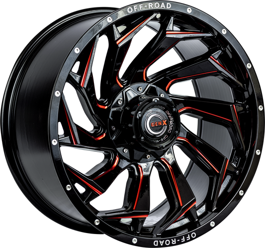 GEN-X Off-Road GX226 22X12 5X139.7/150 110.3 -44 GL-BLK MILLED RED