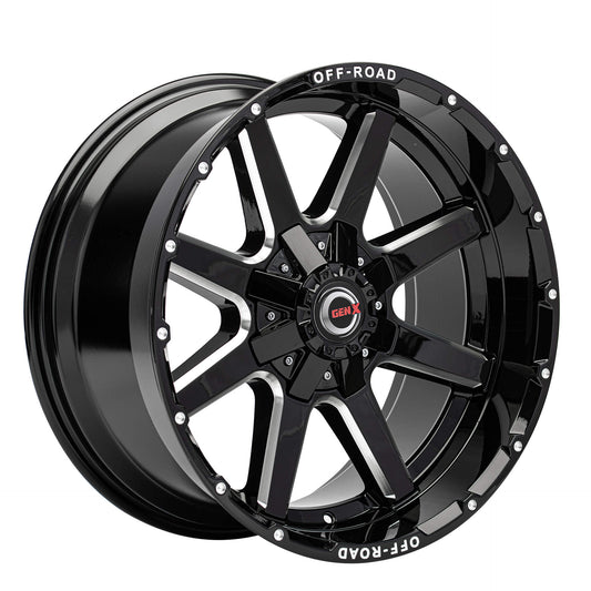 GEN-X Off-Road GX073 22X12 5X139.7/150 110.3 GLOSS BLACK MILLED -44