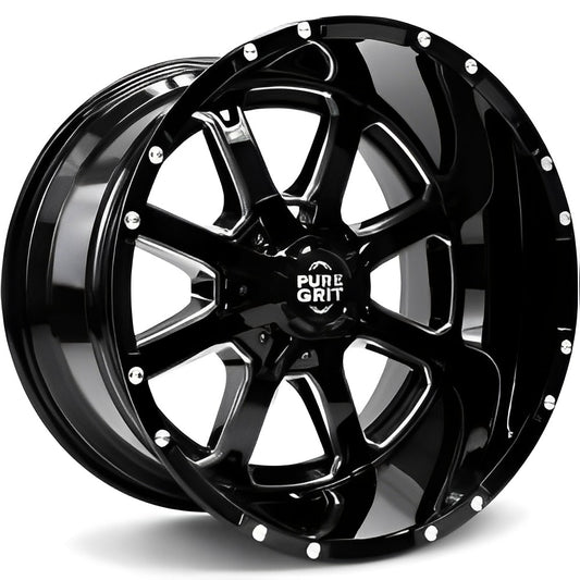 Pure Grit Grit PG101 22X10 8X170 -24 GL-BLK MILLED