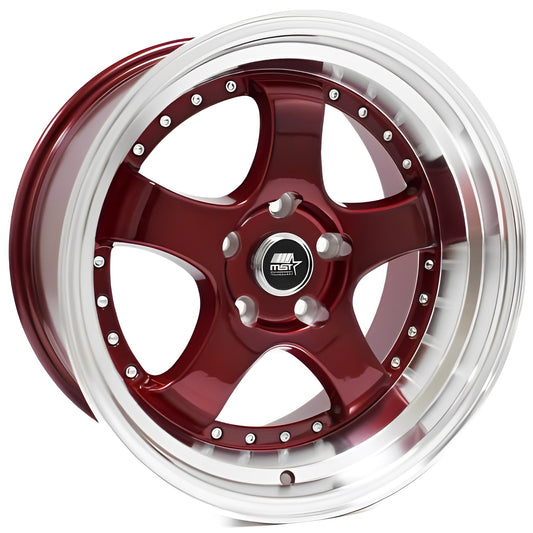 MST Wheels MT07 17X9 20mm 5X114.3 73.1 Red w/Machined Lip