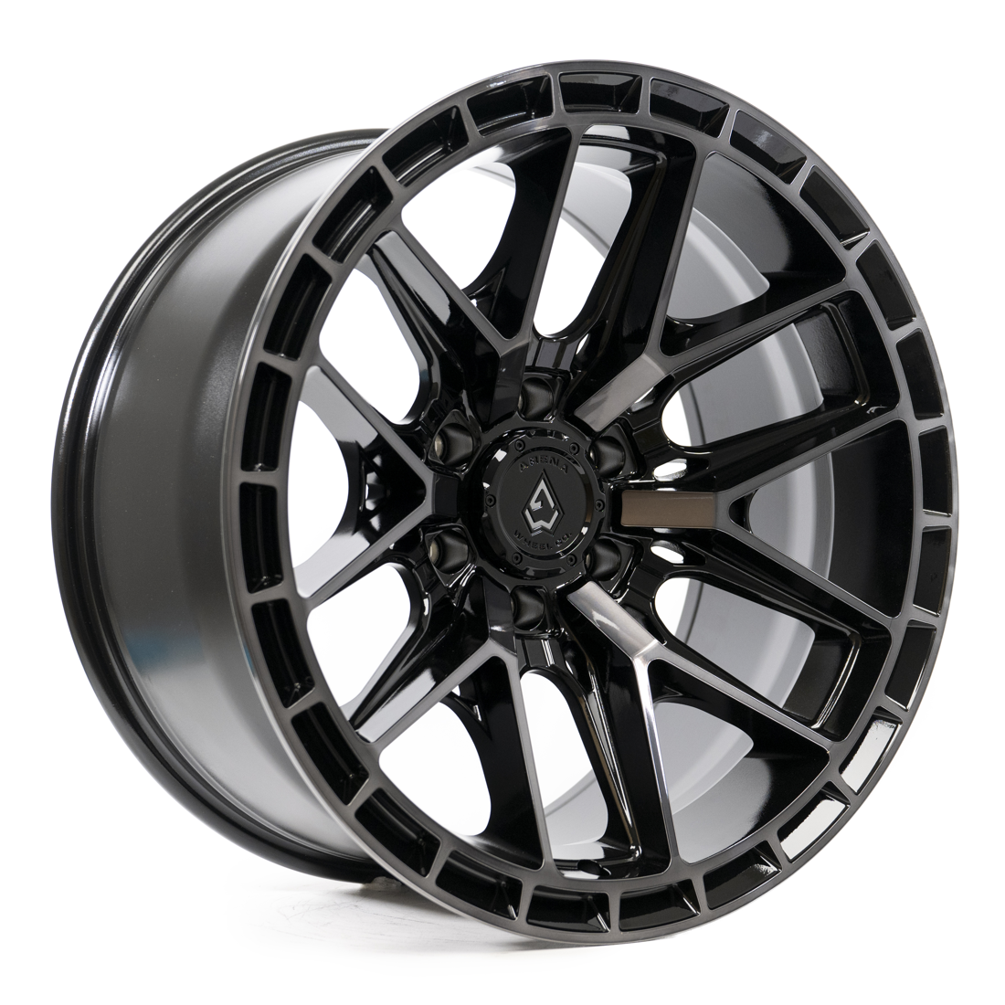 Arena Wheels A114 Battle 17X9 6X139.7 -12MM GLOSSY BLACK MACHINED DDT FACE AND LIP