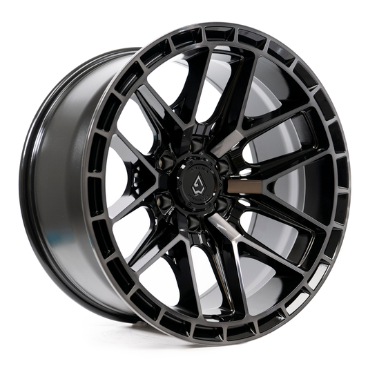 Arena Wheels A114 Battle 17X9 6X139.7 -12MM GLOSSY BLACK MACHINED DDT FACE AND LIP